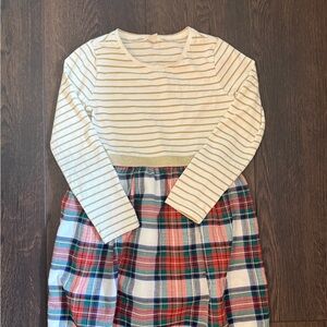 Crewcuts Striped and Plaid Dress - Cream and Multicolor